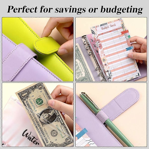Budget Binder A6 PU Læder Notesbog Planner Organizer Mørkegrøn 27 dele