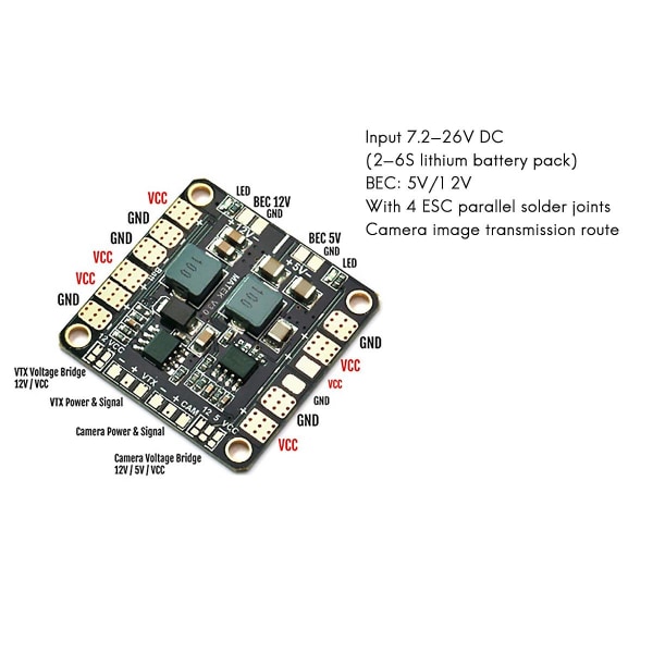 Mini Power Hub Strømsfordelingskort Pdb Med Bec 5v & 12v Til Fpv Qav250 Zmr250 Multicopter Qua