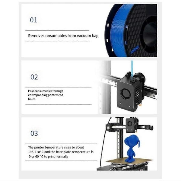 3D-tulostusmateriaalit PLA-tarvikkeet 1,75 mm/1 kg 3D-tulostinfilamentti 1 kg kela 3D-tulostinvarusteet, sininen