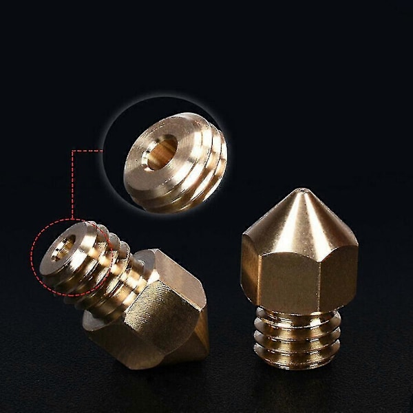 2 st 0,4 mm Schweizisk Mk8 Mässingsmunstycke Kompatibelt Med 3D-skrivare Hotend J-head Cr10