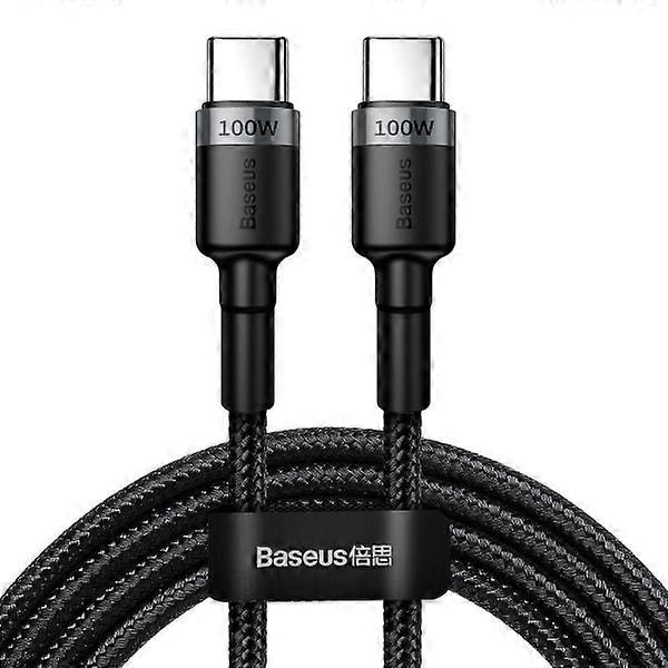 Cafule Kabel USB-C til USB-C, PD 2.0, 100W, 5A, 2m Svart