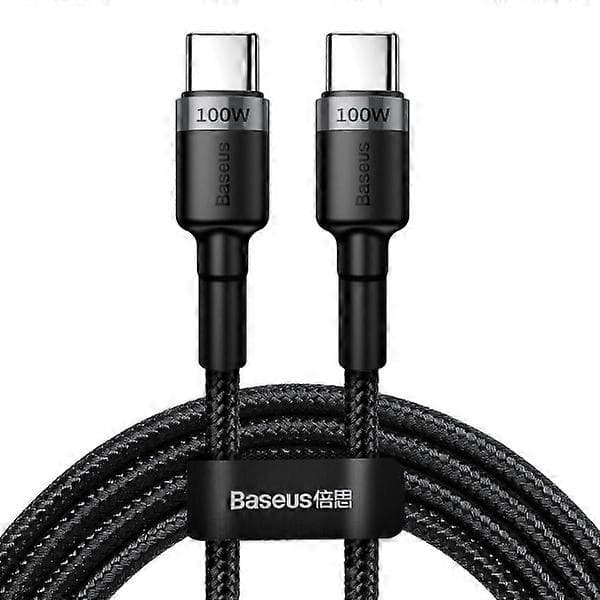 Cafule USB-C till USB-C Kabel, PD 2.0, 100W, 5A, 2m Svart