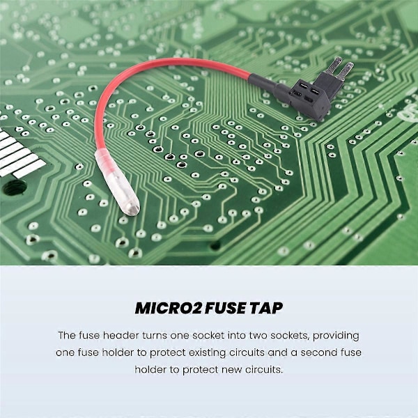 4 stk. 12V-24V Add-A-Circuit Micro2 sikringsholder, Piggy Back bladsikringsholder med ledningsnet