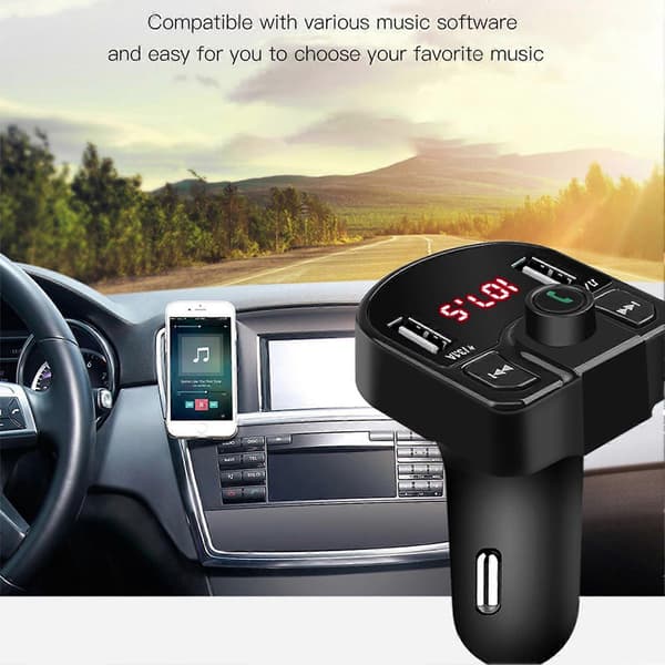Bil MP3-afspiller med dobbelt USB-port, Bluetooth-kompatibel afspiller, USB-oplader til bilinteriørtilbehør