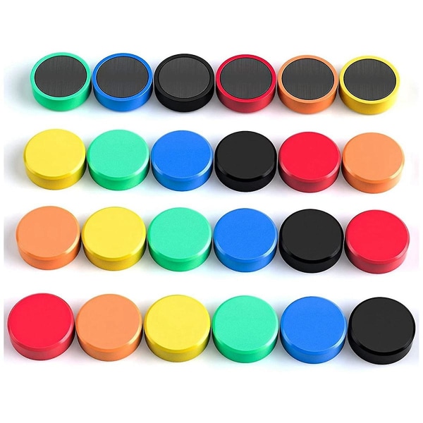 Paket med 60 magneter, whiteboardmagneter, magneter för magnettavla, magneter, kyl, färgglada runda magneter, stark