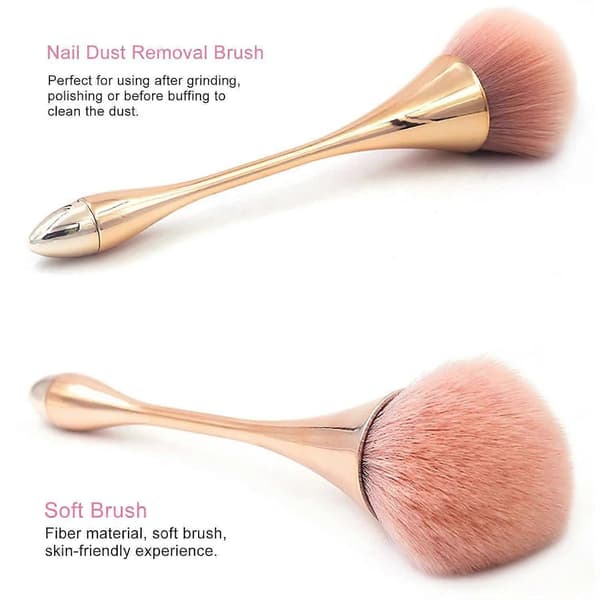 2 stk. vifteformede neglestøvbørster, blød blushbørste til manicure og makeup