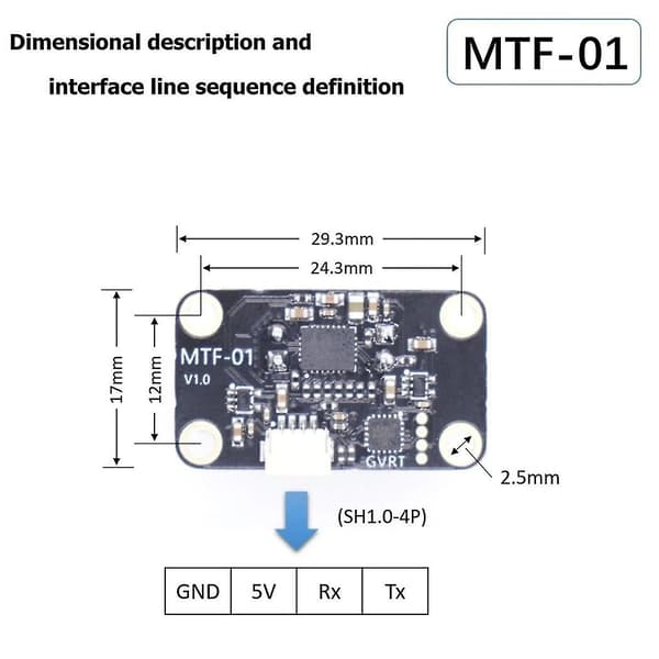 Mtf 01 Optisk Sensormodul Pmw3901 Optisk Flödessensor UAV Positionering 8m Laseravståndsmätning Integrerad