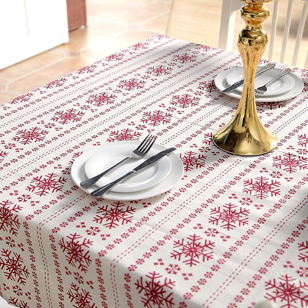 Dugjule Rektangulær Dug Snefnug Indendørs Udendørs Vinter Vaskbar Polyester Dug Til Julefrokost Vinterindretningsgave