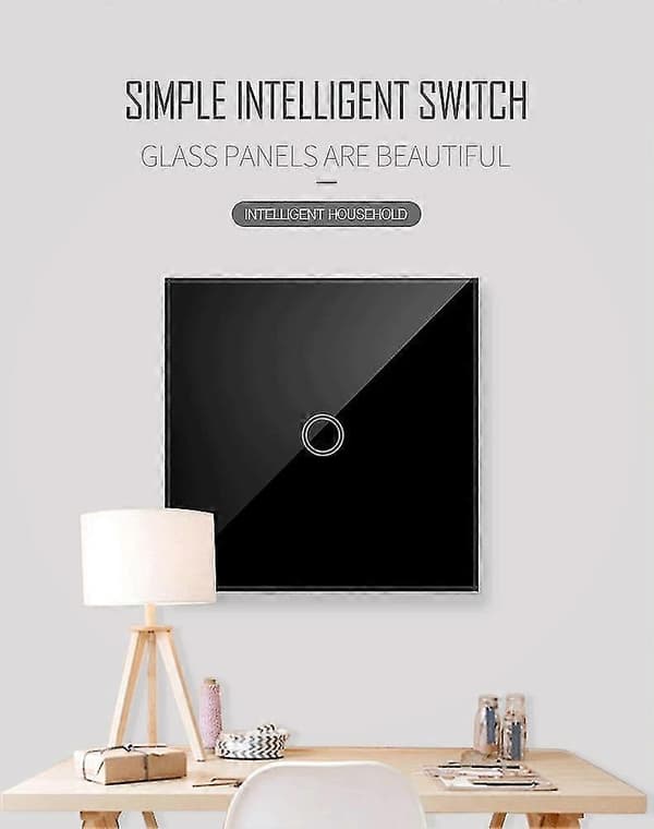 EU Touch Switch AC100-240V Hærdet Sort Hvid Krystal Glaspanel Strøm Væg Lys Sensor Afbrydere touch two black