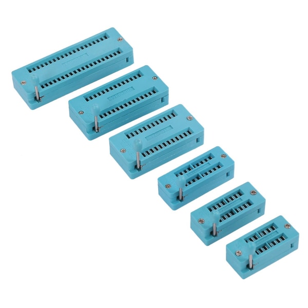 6 stk. Universal 14/16/18/24/28/40 Pins IC Test Universal ZIF Sokkel Hjemmeforbedring