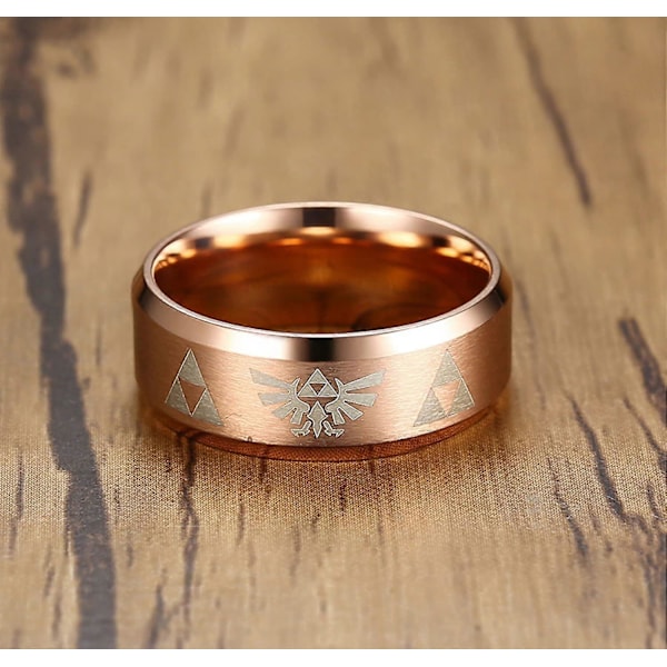 UBIUO 8mm The Legend of Zelda Triforce Ring, Mattpolerad Band i Rostfritt Stål - -