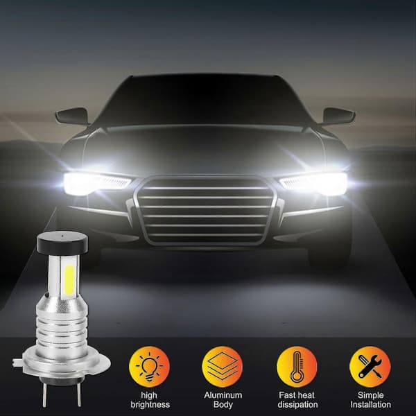 2x H7 LED-strålkastare Kit Hög/Låg Stråle 100w 30000lm 6000k Vit