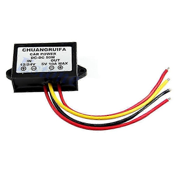 Vandtæt DC 12/24V til 5V 10A 50W Bil Strøm Step-Down Konverter Modul