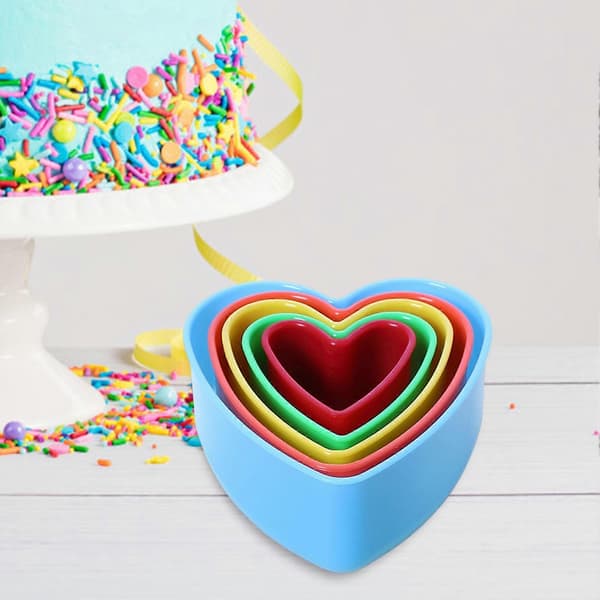 5 st Hjärtformade Bakformar Färgade Plastkakformar för Hembakning