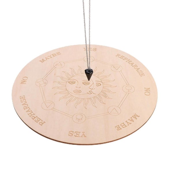 Stjerne Pendulum Board Dowsing Divination Metafysisk Message Board Trætavle med en halskæde, B