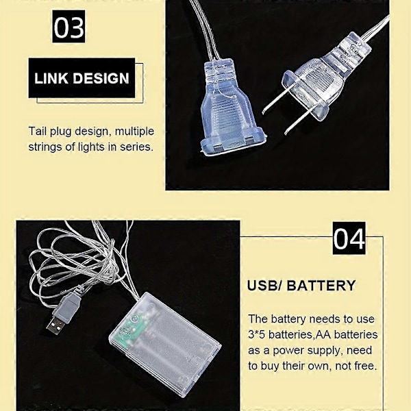 Orlite Varme LED Lys Kæder - Perfekt til Jul, Bryllupper & Udendørs Dekoration | Inkluderer Træ, Klokke, Elg & Stjerne Designs | Batteri/USB Drevet