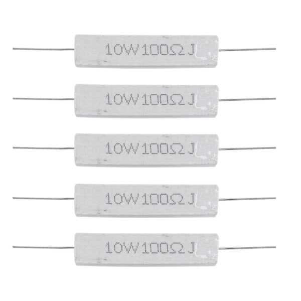 5 kpl 10 W 100 ohmin 5 % aksiaaliset lankavastukset sementtikotelossa