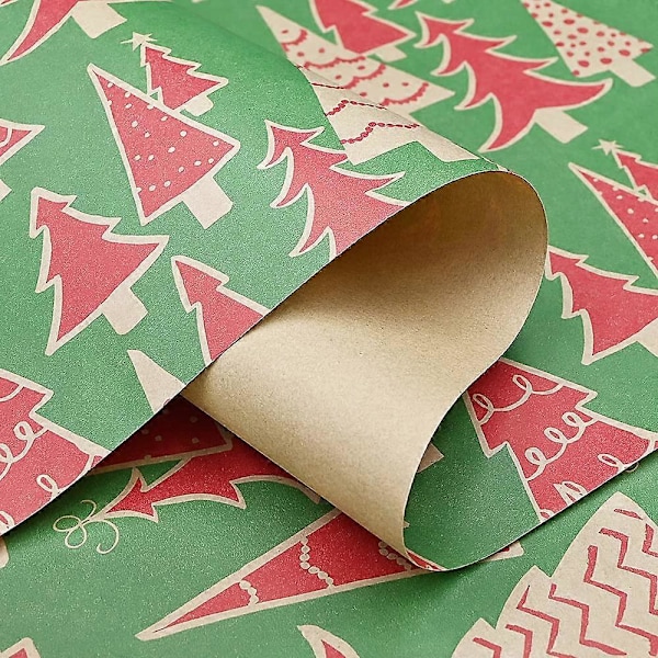 Röd Trädform Kraft Omslagspapper Rulle 16m Färgglatt Presentpapper 100% Återvinningsbart