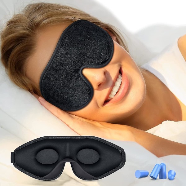 Sleep Mask, Eye Mask, Gritin Hud-friendly Blackout 3d Sleeping Mask, Komfortabel og pustende nattøye blind sovemaske for kvinner Menn Barn, Trav