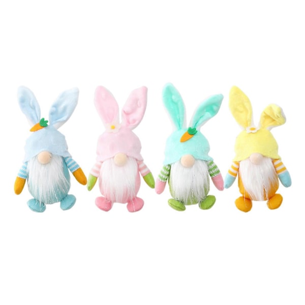 4-pack Påskkanin-Tomte Hängande Dockor Set Hållbar Lätt Hängande Dekoration för Vägg Dörr Fönster