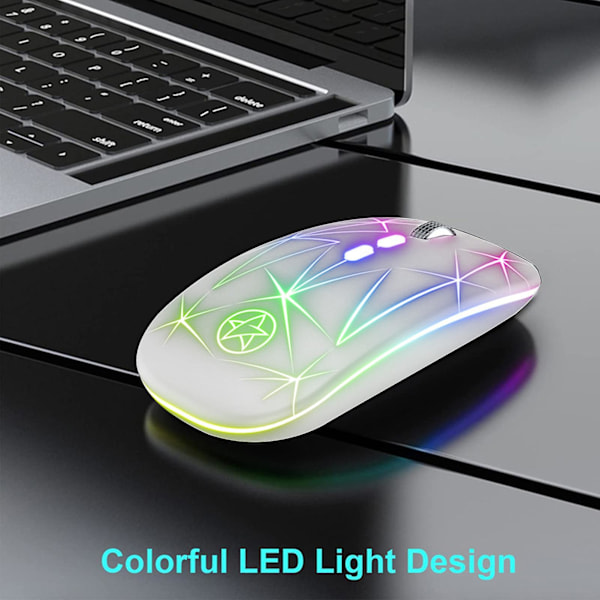 A20 Bærbar Datamaskin Mus Trådløs Dobbel Modus RGB 5 Knapper Ergonomisk Stille Oppladbar 2.4GHz/Bluetooth-kompatibel Datamaskin Mus PC Tilbehør