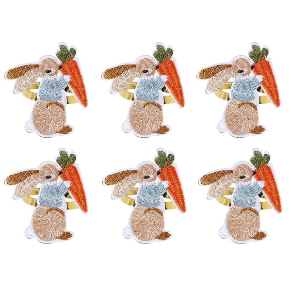 6st påsk servettringar, påsk designade med kanin, helgdag servetthållare för middag påsk del