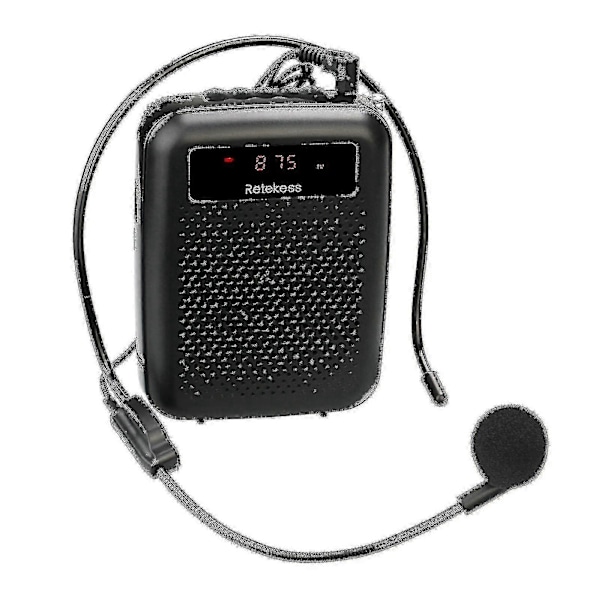 Retekess Pr16r Stemmeforsterker Multifunksjonell Digital Skjerm Abs Bærbar Mini 12w Mikrofon Megafon Høyttaler For Lærer