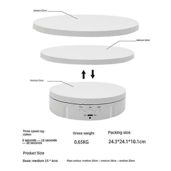 3 Hastigheder Elektrisk Roterende Visualizer 360 Drejeskive USB Opladning Display Stativ til Video Rekvisit Smykker