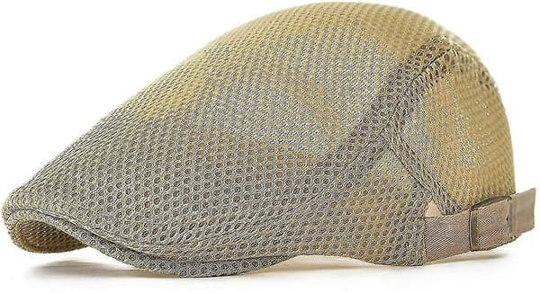 Men Able Mesh Hatt Justerbar Gutt Beret Ivy Caps Flat Cap Khaki