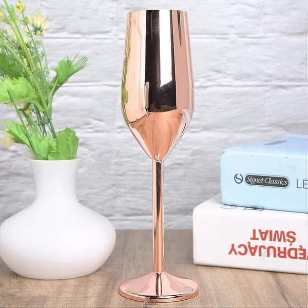 Champagneglass Rustfritt Stål Vinglass Gjenbrukbart Beger Bryllupsgave, Jubileum (Rose Gull)
