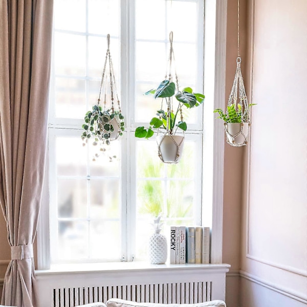 Makrame Plant Hængere Hængende Kurv Bomuldsreb Boho Indretning Altan Plantekasse Have Hjem Indretning Loft Plant Holder .SFYGV