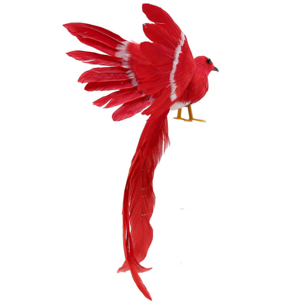 Kunstige fuglefjær Plastfigur Landskapspynt Hagedekor Jule-diy - #3(rød Ta