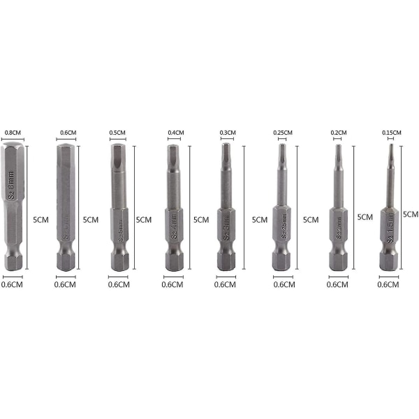 Magneettiset ruuvivarauskärjet, 1/4\" H1.5-h8 50mm/2\" S2 kuusiokolovarsi kuusiokolovarauskärjet 8 kpl