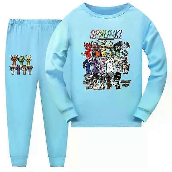 Spronki Rhythm Box Børne Langærmet Bukser Pyjamassæt SZBS 140 blue1