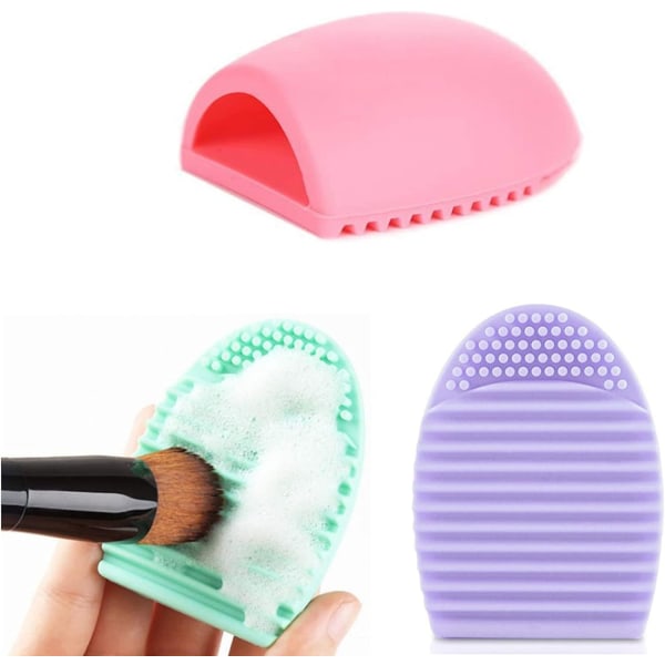 Makeup Brush Rengøringsmåtte Rengøring Æg Renseværktøj Silikone Brush Cleaner Kosmetisk Rengøringsværktøj Bruges til rengøring af diverse Makeup Brushspink, Grøn, P