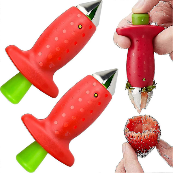 Verktyg för att ta bort jordgubbsstjälkar - 2-pack Fruktkärnare Köksredskap