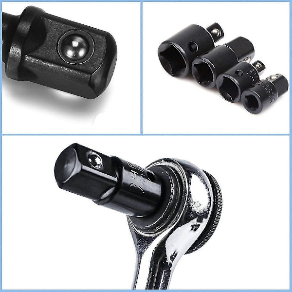 Hex Socket Adapter Topnøgle 1/4\",1/2\",3/8\",4 stk. 1/4 Til 3/8 - 3/8 Til 1/4 Tomme - 3/8 Til 1/2 - 1/2 Til 3/8