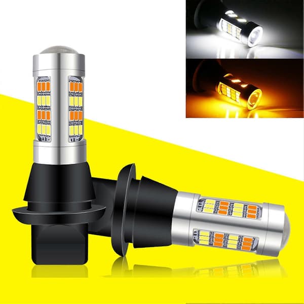 2 stk LED Dobbelt Farve Blinklys Dagkørelys Strobe Lampe 2835 42SMD