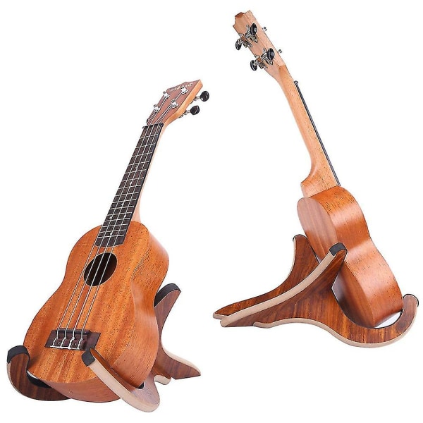 Hoke træinstrumentstativ til ukulele, violin og mandolin 1 stk brun