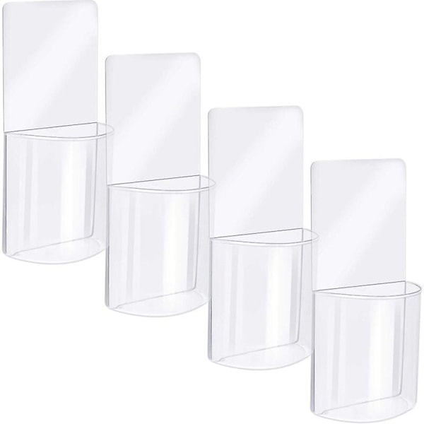 4 Pieces Wall Mounted Storage Box Transparent Remote Control Holder Practical Acrylic Media Organizer