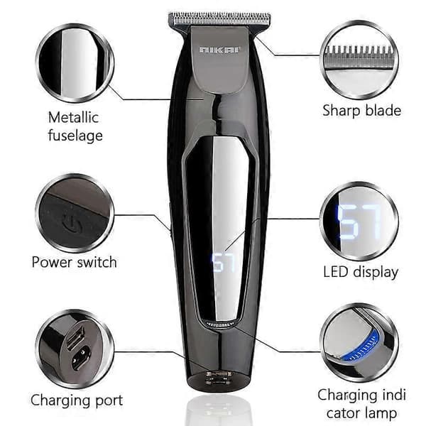 Retro Oljehode Elektrisk Hårklipper Trådløs Bærbar Kraftig LCD Digital Display Oppladbare Hårbarbermaskiner og Barberingstilbehør