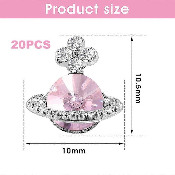 20 st 3D Nagel Strass, Planet Nagelberlocker Glänsande Saturnus Form Nagelkonst Nageldekoration-Stil2