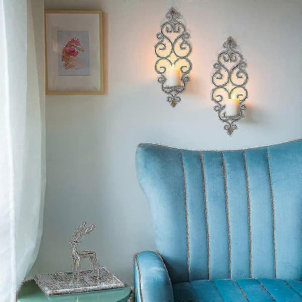 Sett med 2 metall vegglysestaker