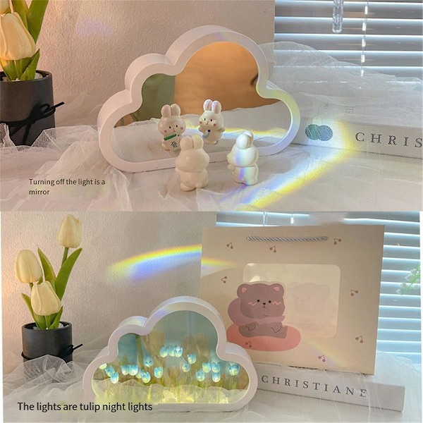 DIY Sky Tulip LED Nattlys Jenterom Ornamenter Fotoramme Speil Bordlamper Nattbord Håndm