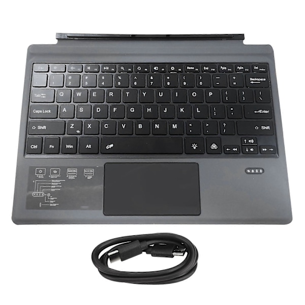 Langaton Bluetooth-näppäimistö Surface Pro 7 7+ Pro6 Pro5 Pro4 Pro3 -laitteille kosketuslevyllä, ladattava akku, erittäin ohut näppäimistö