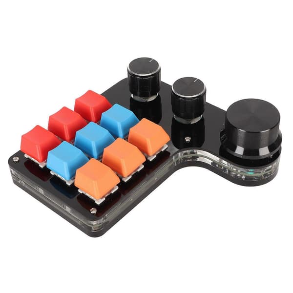 9 Taster Programmerbart Tastatur 3 Knapper Enhånds USB Mini Macro Mekanisk Gaming Tastatur til Kontor