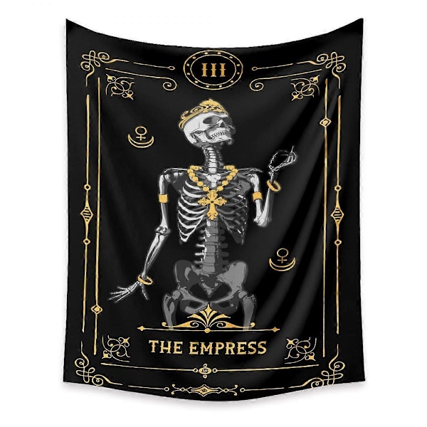 Wekity Skull Tarot Vægtæppe Æstetisk Kunst Hjem Baggrundstof Ornament Gave Pool Vægtæppe Stue Soveværelse Ornament (EMPRESS, 51 X 59 tommer)