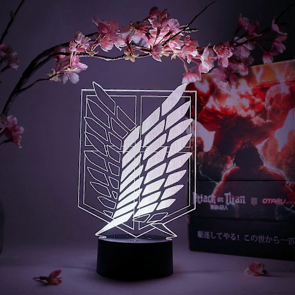 Scout-rykmentin symboli Otaku-lamppu Hyökkäys Titania vastaan Anime-lamppuhahmo Yövalo, 16-värinen RGB LED Kaukosäädin