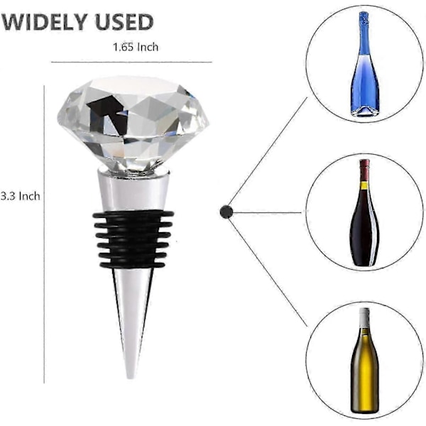 Vinflaskproppar med presentförpackning, dekorativa kristalldiamant vinproppar glas korkar för vinflaskor håller vinet fräscht 2-pack