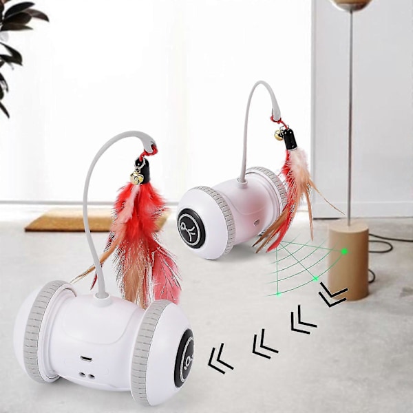 Interaktiv Automatisk Sensor Smart Robot Elektronisk Fjäderleksak Självspelande USB Uppladdningsbara Kattungeleksaker